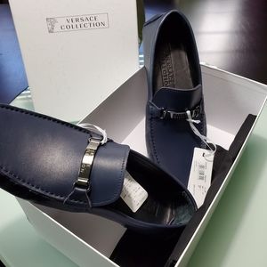 (SOLD) Versace Collection Navy Leather Loafer